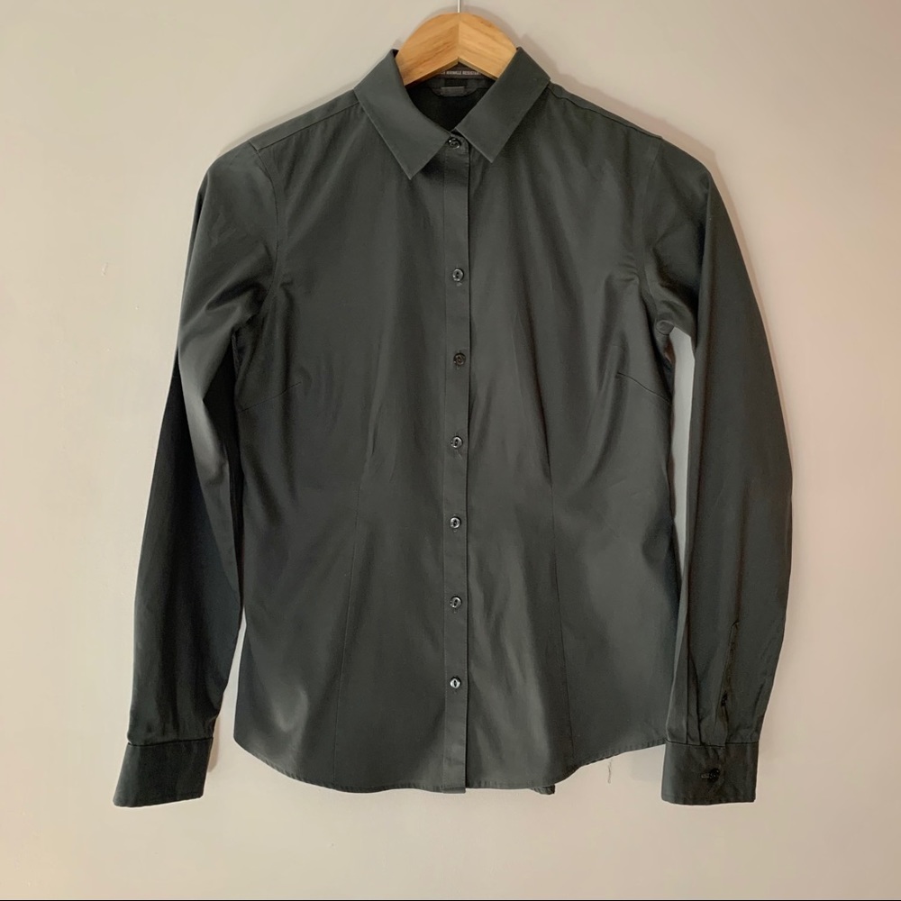 🏔 Eddie Bauer Gray Dress Shirt Button Down XS 🏔
